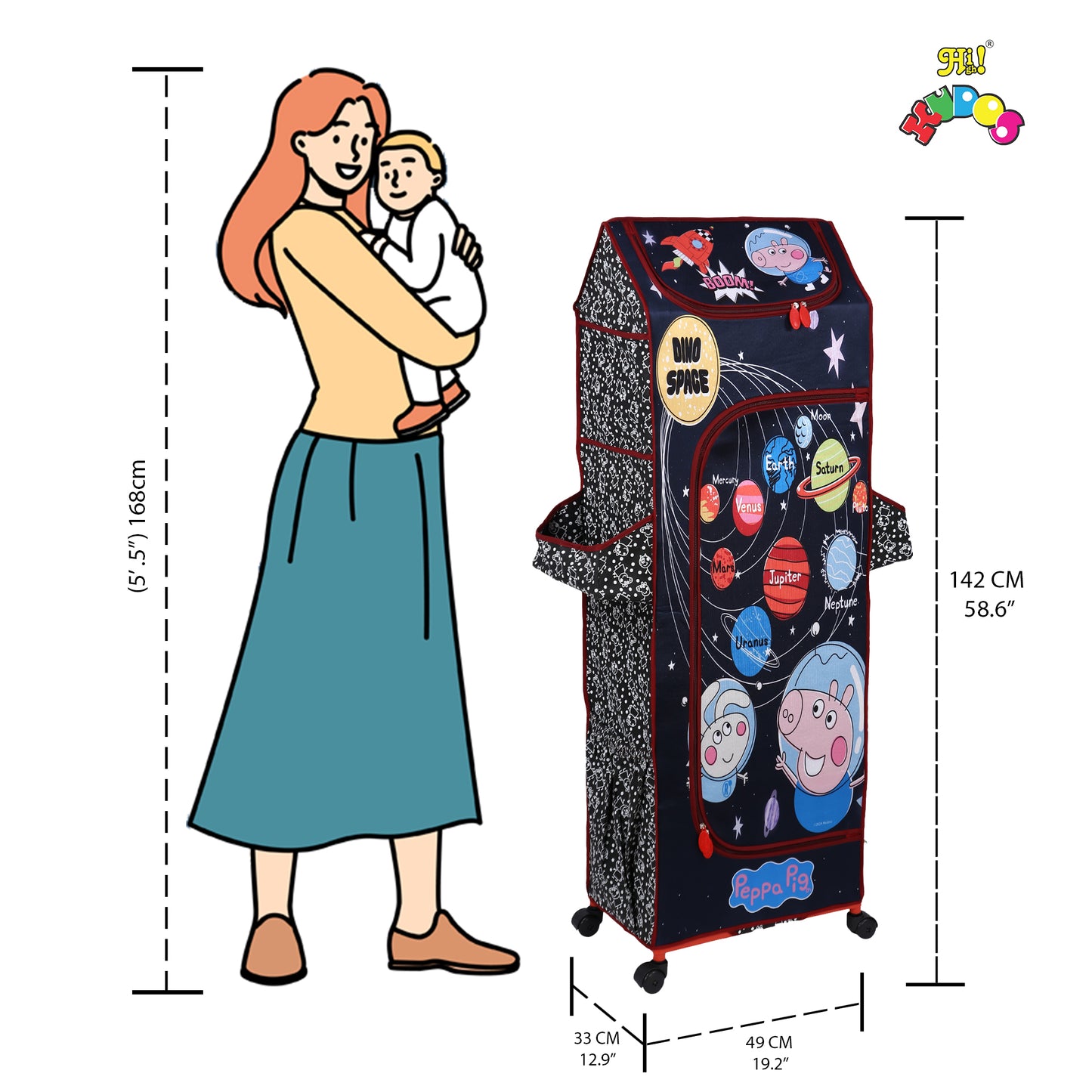 Kudos Kids Peppa Pig Space Wardrobe 5 shelves