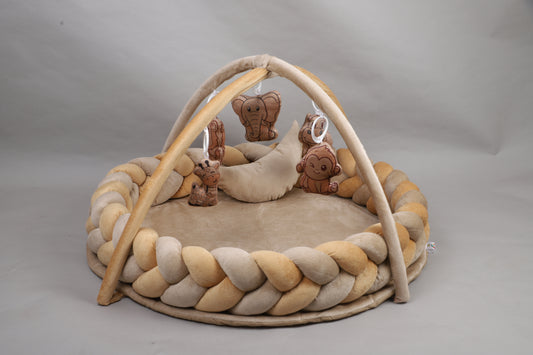 Kudos Cozy Braided Baby Play Gym with Safari Animal Toys