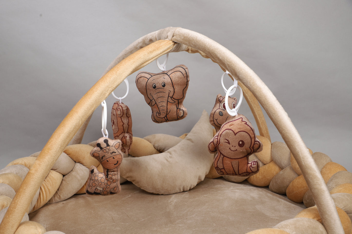 Kudos Cozy Braided Baby Play Gym with Safari Animal Toys